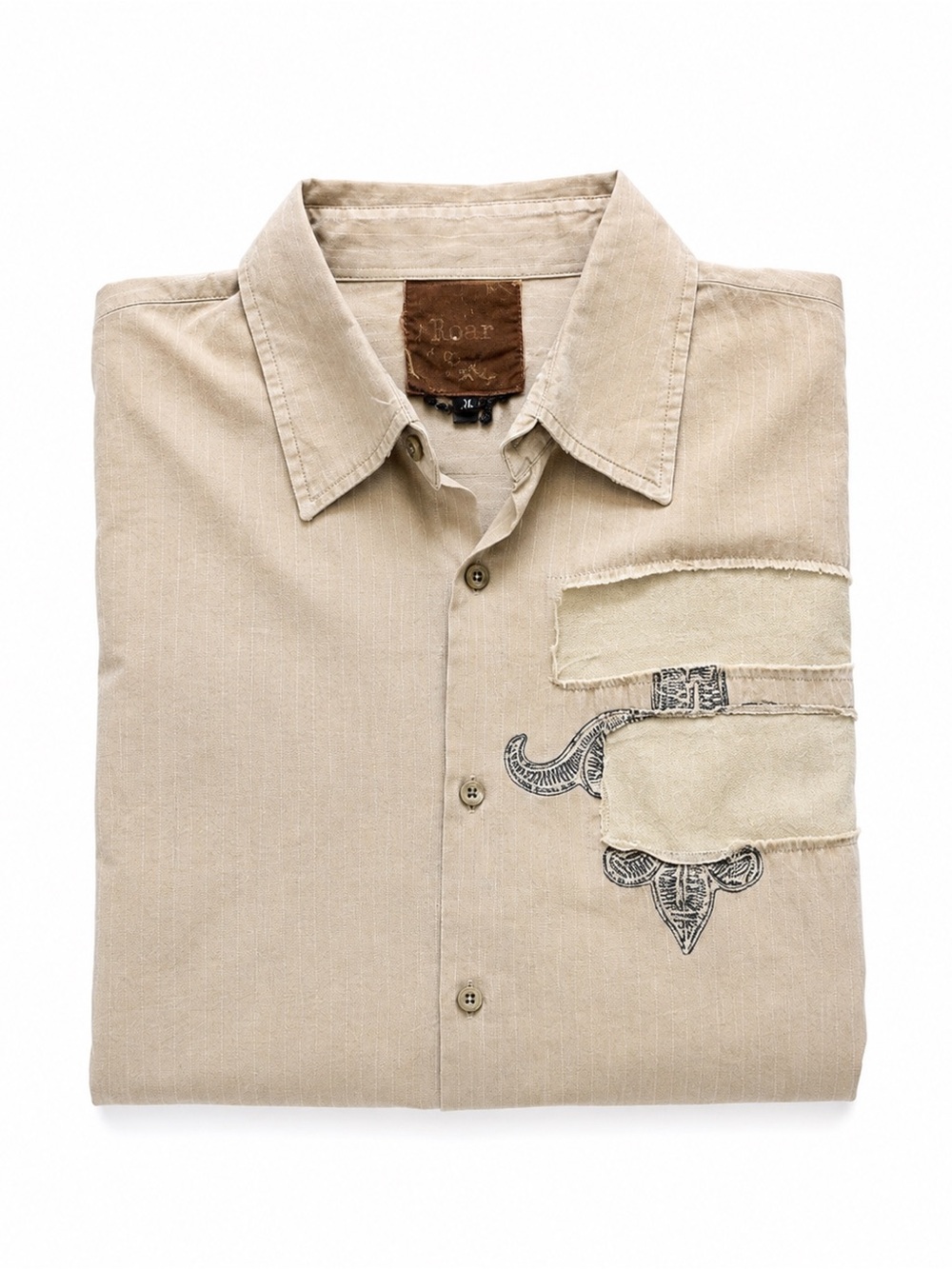 Roar Embroidered Redemption Button Down Casual Statement Shirt XL